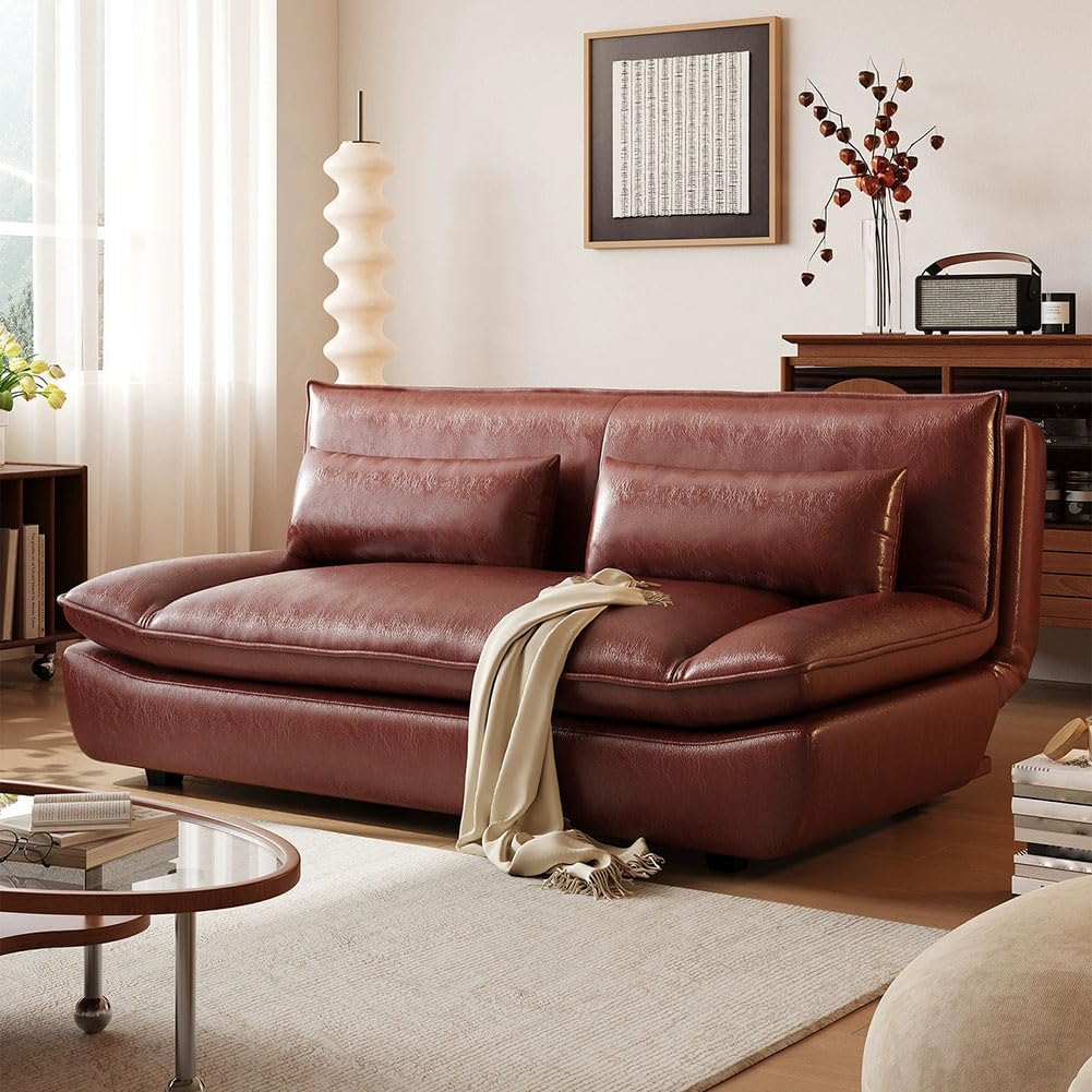 Sofa, aus Leder, klappbar, verstellbar, Braun, PA-DABAOO