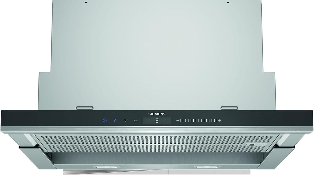 Siemens LI69SA684 Flachschirmhauben, 60 cm, mit LED, aus Edelstahl und Stahl, Silber